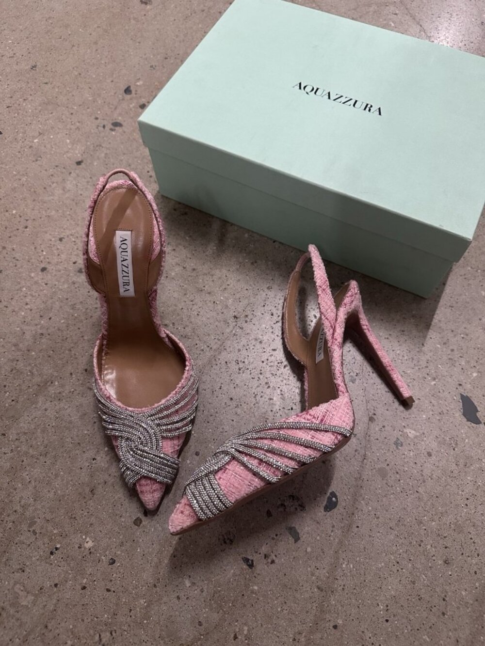 Aquazzura Gatsby 105 Slingback Pump Heels Macaron Pink - Picture 8 of 8